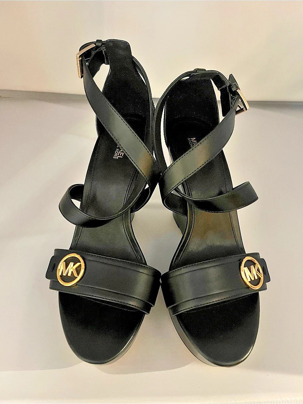 Michael Kors Carson Leather Wedge Sandal Black